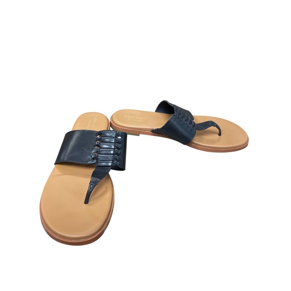 Cole Haan wms black peep thong slip on sandals sz 8.5B SKU 9904